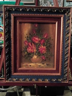 Original Vintage Oil Painting of Colored Flowers 8 x 10