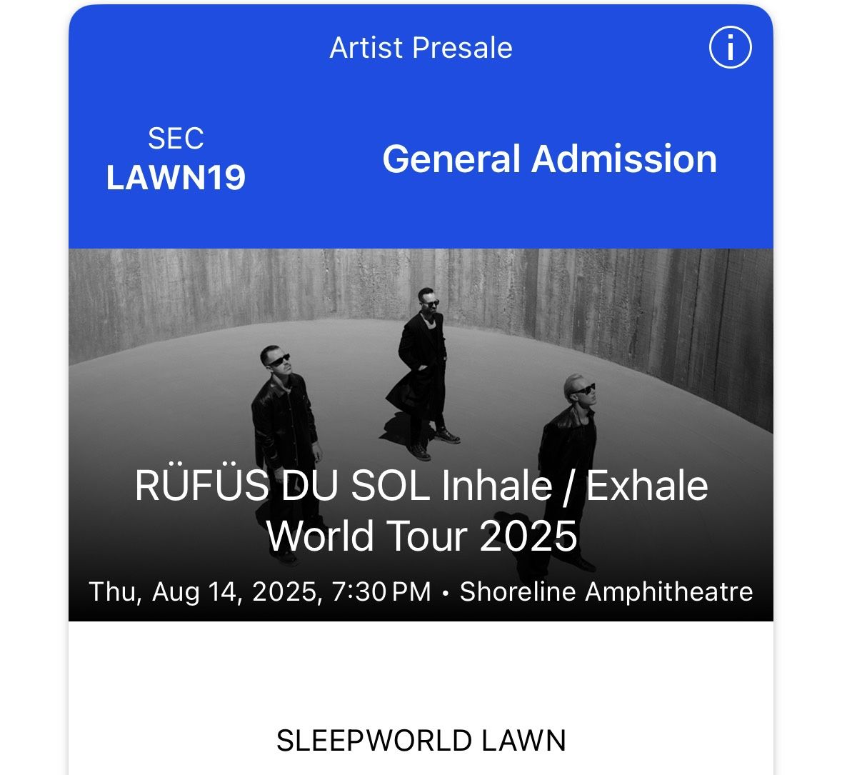 Rufus Du Sol Shoreline Amphitheater San Francisco