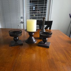 Bronze Pottery Barn Candle Sticks And Or Plant Holders 
