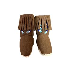 Vtg 1960s-70s Mattel Barbie or Skipper Fringed Moccasins White Soles Doll Size