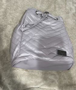 Bella Russo Faux Leather Quilted Backpack Bag Purse Tan Gray Taupe NEW
