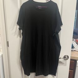 Time And Tru Women's Short Sleeve Shift T-Shirt Dress Sz XXL Black 100% Cotton
