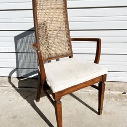 Boho Mid Century Cane Back Vintage Arm Chair