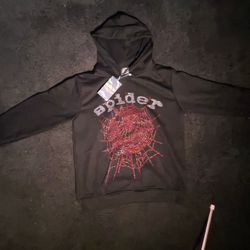 Sp5der “Black Og Rhinestone” Hoodie Size Medium & Small
