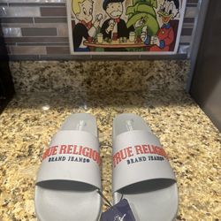 Grey True Religion Slides Size 11