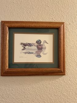 Vintage Wood Framed Mallard Duck Print