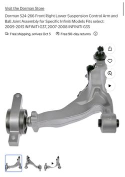 Dorman 524-266 Front Right Lower Suspension Control Arm and Ball Joint Assembly for Specific Infiniti Models Fits select: 2009-2013 INFINITI G37, 2007
