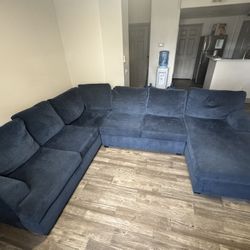 Living Spaces Colby Navy Sectional With Chaise