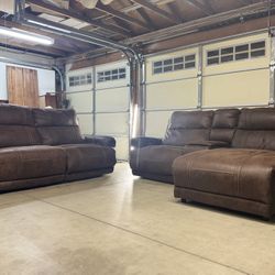 2-Piece Brown Reclining Sofa Set - Great Condition!