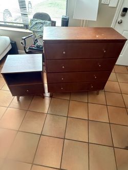 Mid century modern style dresser with night stand.