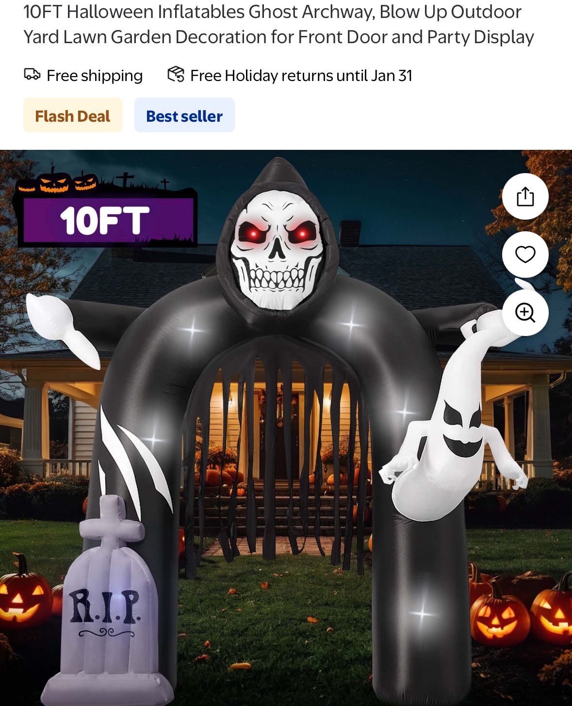 10Ft Halloween Inflatables Ghost Archway