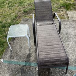 Outdoor Chaise Lounge Chair and Side Table Combo
