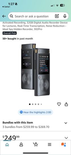 iFLYTEK AI Voice Recorder with Playback & Voice Activated Recording