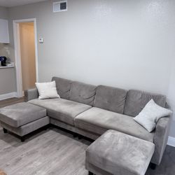 Modern Gray Sectional Sofa - Like New
