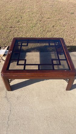 Wood and Glass Coffee Table Asian Style