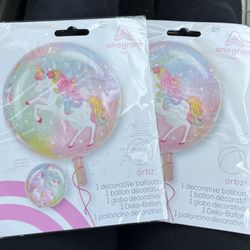Orbz unicorn balloons two 15"