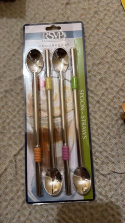 RSVP International Endurance Stainless Steel Spoon Straws Set of 4