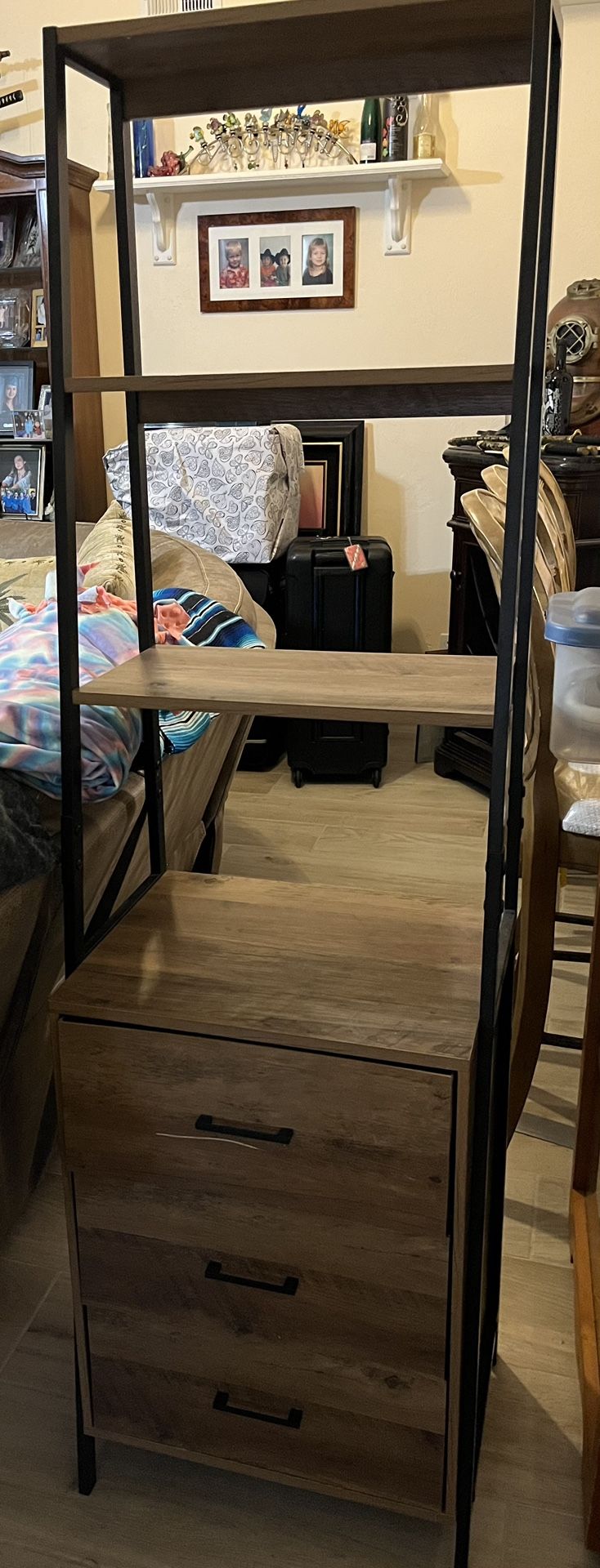 Shelving Unit With 3 Cloth Drawers