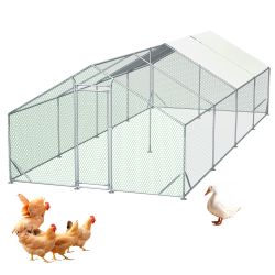 Large Metal Chicken Coop, Walk-in Chicken Run,Galvanized Wire Poultry Chicken Hen Pen Cage, Rabbits Duck Cages with Waterproof and Anti-Ultraviolet Co