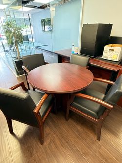 Round Conference Table with 4 Chairs