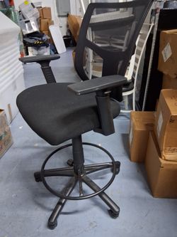 Staples Black Cabal Mesh & Fabric Stool For Sale