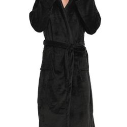 iFigure
Mens Hooded Robe Plush Flannel Fleece Full Length Bathrobe Warm House Coat Long Lounge Robe with Hood Pockets