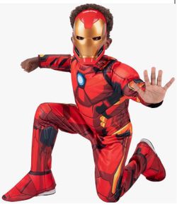 Marvel Iron Man Official Youth Halloween Costume - Premium Quality Padded Jumpsuit with Plastic Mask