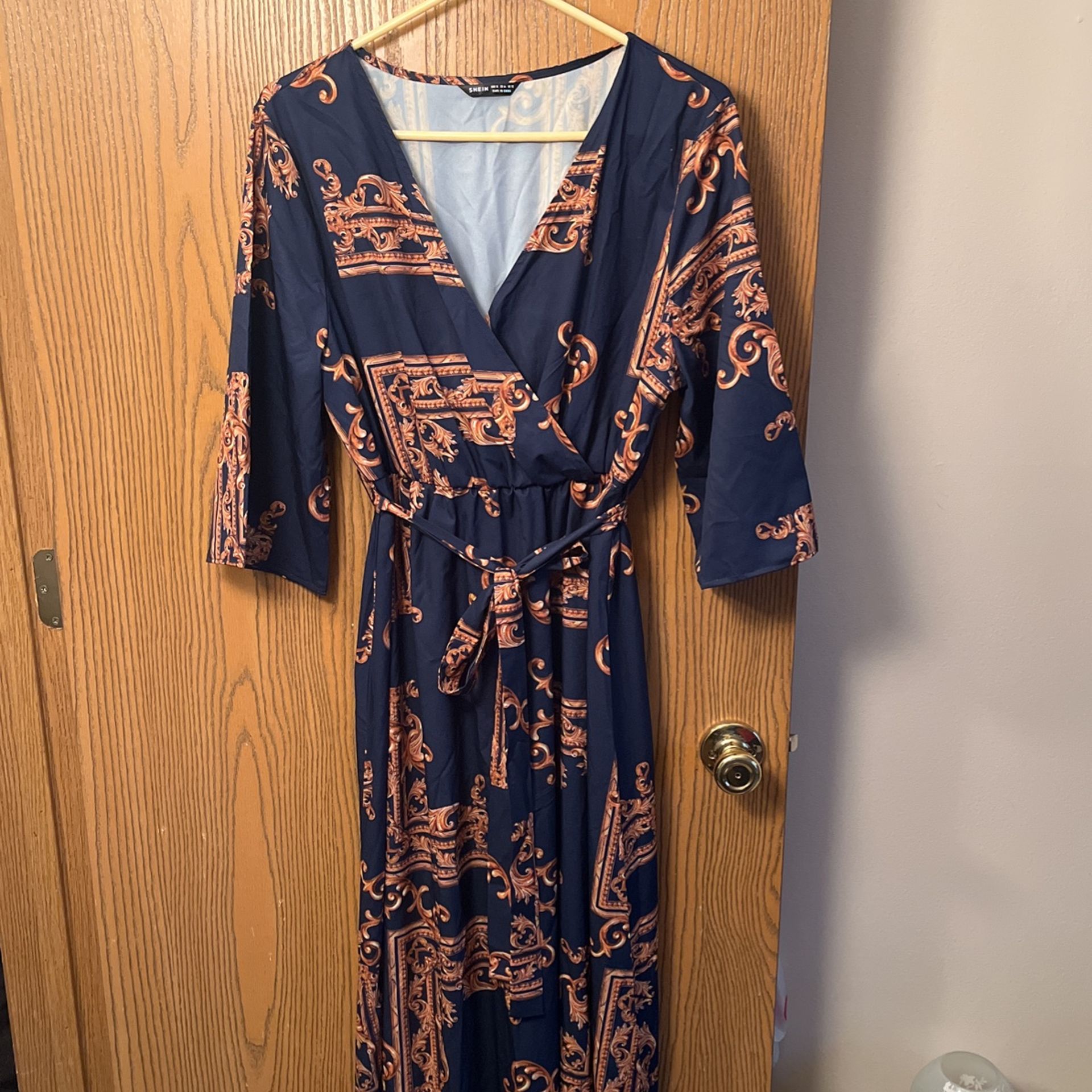 Blue and Gold Maxi Dress