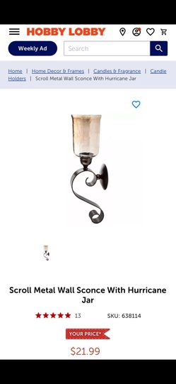 2 Glass Hurricane Sconces
