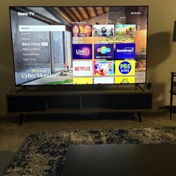 75” Element Roku 4K TV + Modern TV Stand – Excellent Condition – Roku Built-In