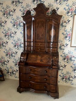 with a full down desk Antique wood dresser with a fold down desk