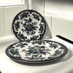 Royal Stafford England Asiatic Pheasants Dinner & Salad Plate Set Black