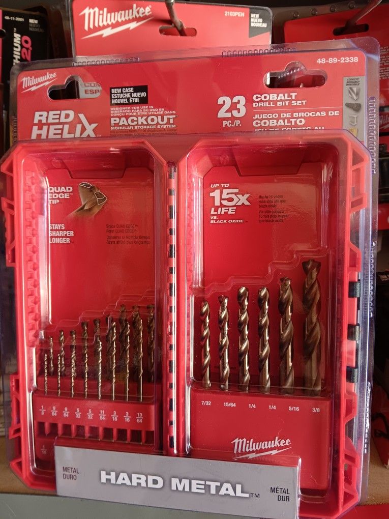 Milwaukee RED HELIX Cobalt Drill Bit Set 23 Piece. Hard Metal