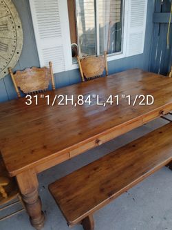 Rustic farmhouse style wood dinning set