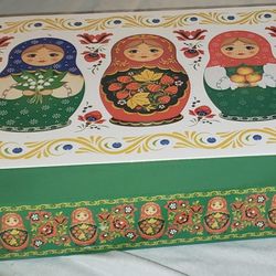 Matryoshka Dolls Hinged Large Cardboard Trinket Chest/Box
