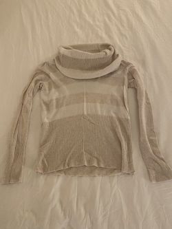 Cream and Tan Cowl Neck Sweater