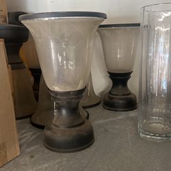 $10 Glass Hurricane With Black Base 6 Available