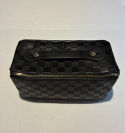 Black Checkered Cosmetic Travel Case