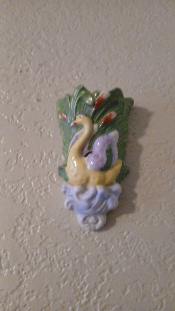 Japan Swan Granny/cottage Core Wall Pocket Vase