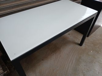 Metal table with glass top
