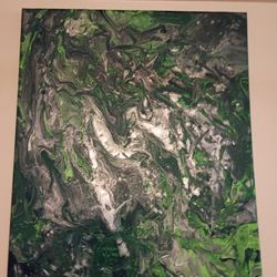 Seattle Seahawks themed pour painting art