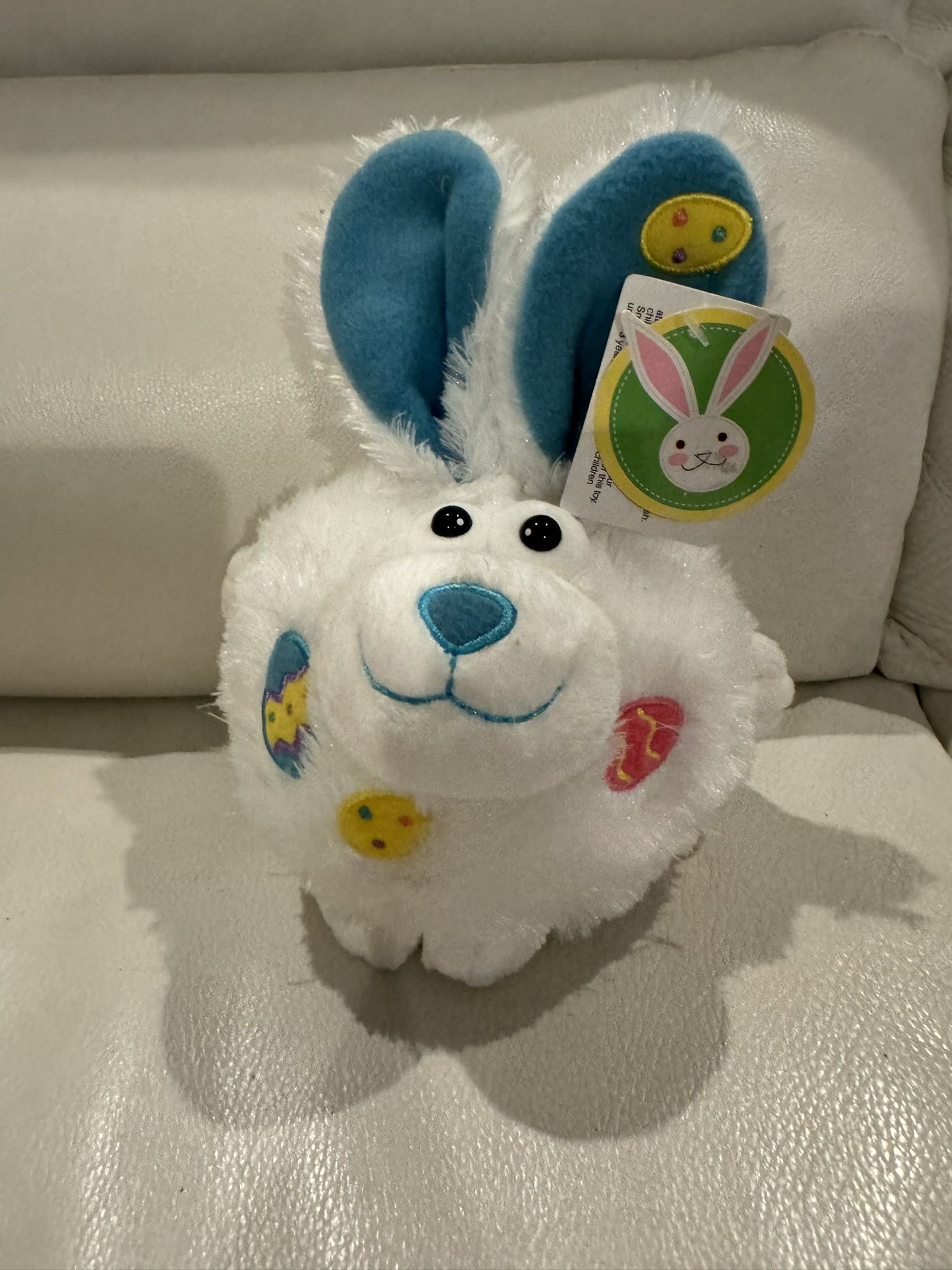 RARE Vintage  White Round Easter Bunny Rabbit Plush Stuffed Animal Toy