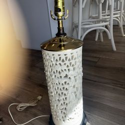 Blanc de Chine Cherry Blossom Tree Motif Cylindrical porcelain Lamp