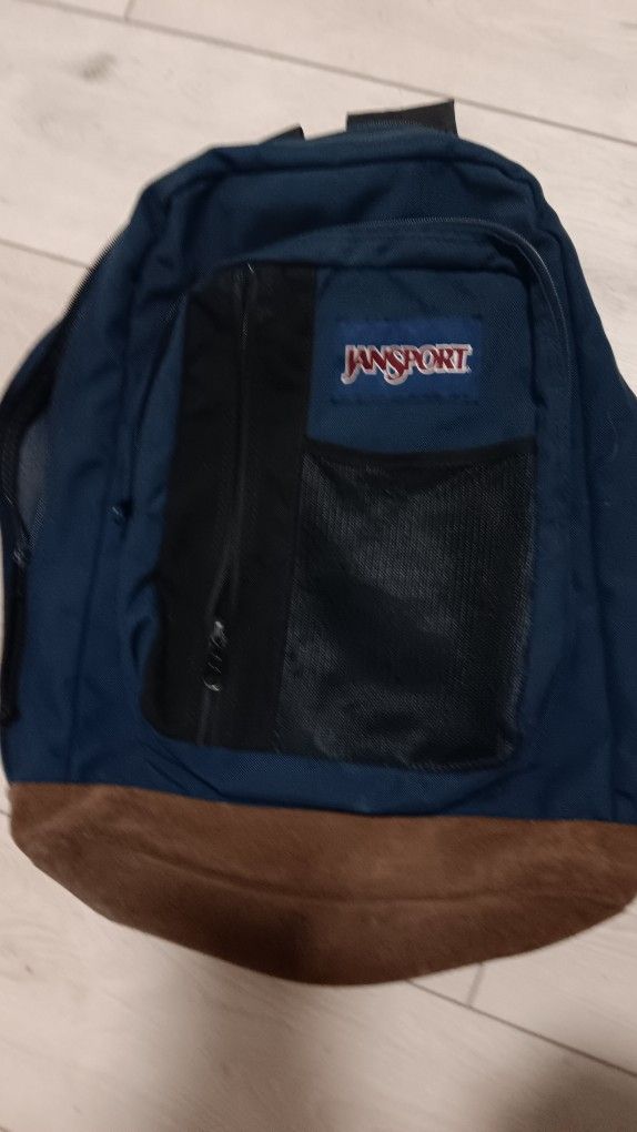Jansport Vintage Backpack Bag Dark Navy Leather