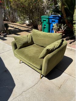 Albany Park, Park Armchair – Olive Green Velvet with Gold Legs