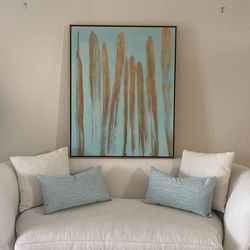 Z Gallerie Agua & Gold Abstract Painting