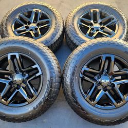 18" Chevy Silverado Trailboss New Gloss Black OEM Wheels And Tires 