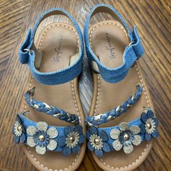 NEW Madison Jules Girls Blue Floral Braided Strap Sandals size 9