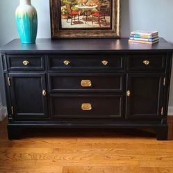 Antique refinished buffet entertainment center 