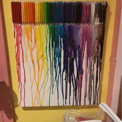 Crayon Melted Design On Canvas 